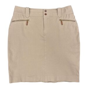 Lauren Ralph Lauren pencil skirt women's 14 tan stretch back slit zipper pockets